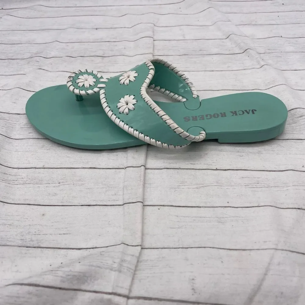 Jack Rogers Womens Mint Green (blueish)  White Sandals Size US 6 Hard Plastic - Picture 2 of 10